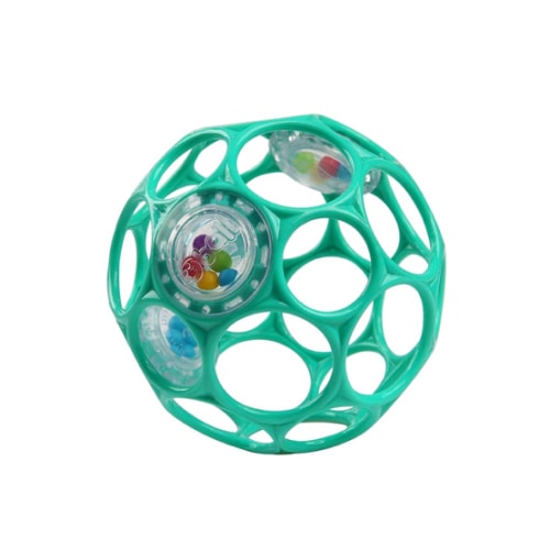 Bright Starts Oball Easy-Grasp Rattle BPA-Free Infant Toy in Teal, Age Newborn and up, 4 Inches