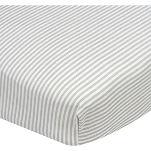 Gerber Baby Boys Girls Neutral Newborn Infant Baby Toddler Nursery 100% Cotton Fitted Bedding Crib Sheet, Stripes Grey, 28" x 52"