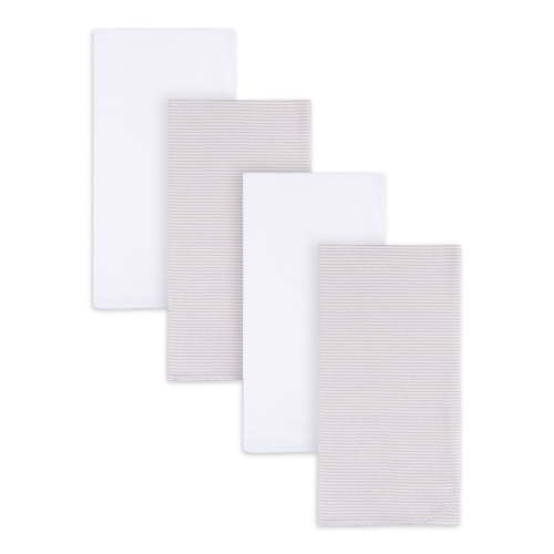 Gerber Baby Boy or Girl Unisex White Flannel Blankets, 4-Pack