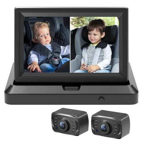 Itomoro Baby Car Camera HD 1080P Dual-Channel Display Baby Car Monitor with 2 IR Night Vision Camera, Easily Install 5'' Car Camera for Baby with Crystal Clear Wide View for Rear Facing Seat ACZ424
