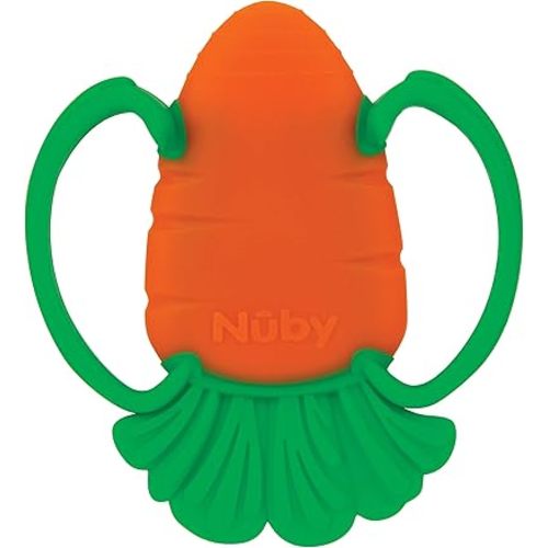 Nuby Veggie Teether for Teething Relief - Soft Baby Teething Toy - 3+ Months - Carrot
