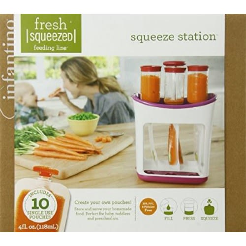 Infantino Squeeze Station Press & Store System for Homemade Baby Food or No-Chunk Smoothies to Make, Batch, Store & Conveniently Take-On-The-Go.