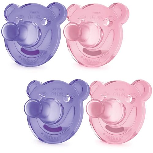 Philips AVENT Soothie Shapes Pacifier, 0-3 Months, Pink/Purple, 4 Pack, SCF194/42 - 0-3m