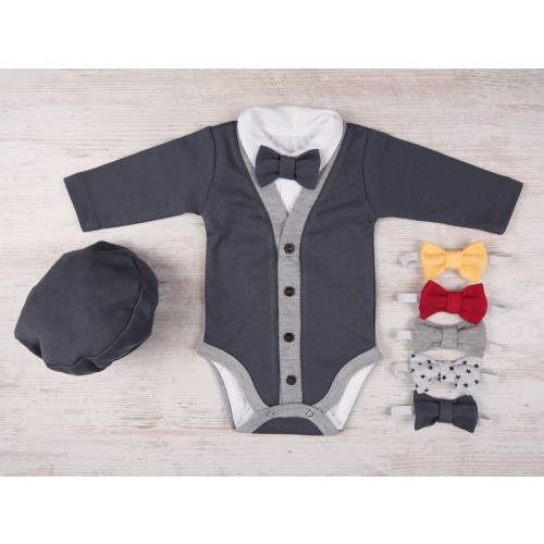 Bow Tie Cardigan, Graphite Gray Baby Boy Outfit, Baby Boy Coming Home Outfit, Baby Boy Clothes, Newborn Take Home Outfit, Baby Boy Gift