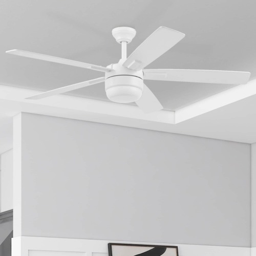 Harbor Breeze Boltz III Easy2Hang 52-in Color-Changing Integrated LED White with White Blades Ceiling Fan With Light - Remote Included ( 5 -Blade )