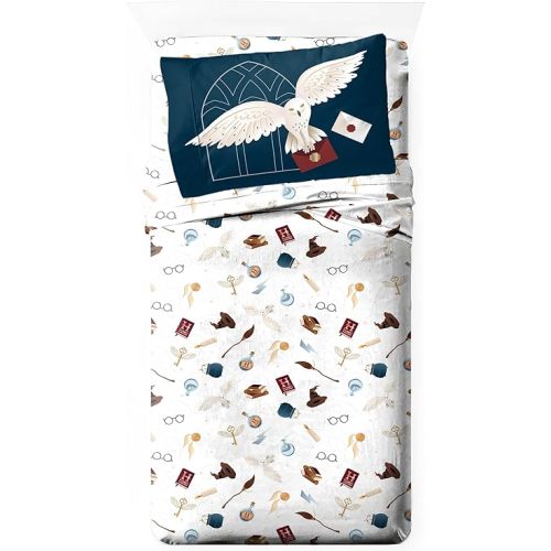 Jay Franco Kids Sheet Set Includes Sheets and Pillow Cover - 100% Microfiber Bedding and Room Decor, Multi - Harry Potter 02, 3 Piece Twin