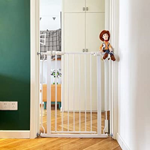 BalanceFrom Walk-Thru Safety Gate for Baby and Pets, Child Proof Fence for Doorways, Stairways, Hallways, 29.1" to 33.8" Opening, 30" Height, White