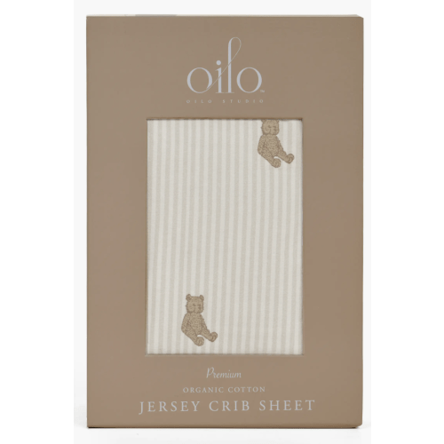 Print Organic Cotton Crib Sheet Oilo in Eggshell