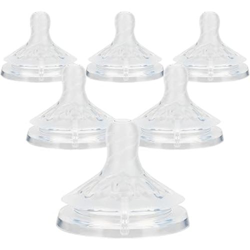 Silicone Bottle Nipples for Philips Avent Natural Baby Bottles,Size 4 Nipple,3m+,Meudim Flow, 6 Count