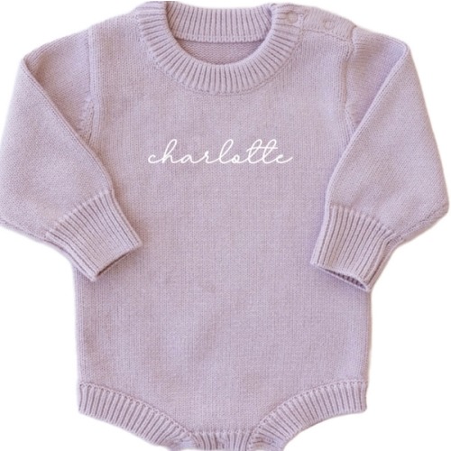 Personalized Knit Sweater Bubble Romper | Solid
