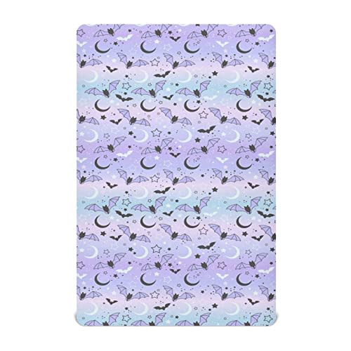 Coikll Fitted Crib Sheets for Boys Girls, Bats on The Starry Sky Soft Breathable Mattress Cover for Standard Crib & Toddler Bed Mattress, 52 * 28 in.