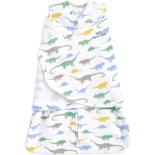 HALO Micro-Fleece Sleepsack Swaddle, 3-Way Adjustable Wearable Blanket, TOG 3.0, Dinos, Newborn, 0-3 Months