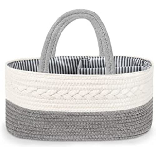 Maliton Diaper Caddy Organizer for Baby Boy- Cotton Rope Diaper Caddy, Diaper Organizer for Changing Table, Nursery Storage Caddy, Newborn Baby Must Have Items, Baby Shower Gifts