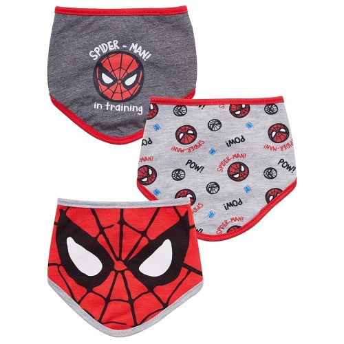 Baby Unisex Superhero Bandana Bib 3-Pack - Baby Bibs (Dark Grey/Grey/Red, 0-12 Months)