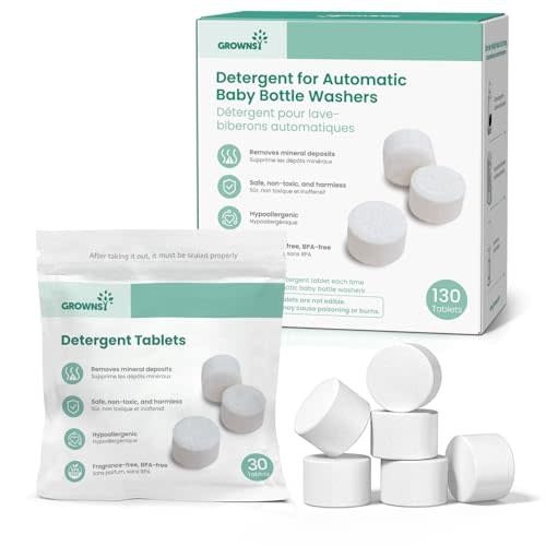 GROWNSY Detergent Washing Tablets 130 PCS for Momcozy, Baby Brezza Bottle Washer, Compatible with All Brands Baby Bottle Washers