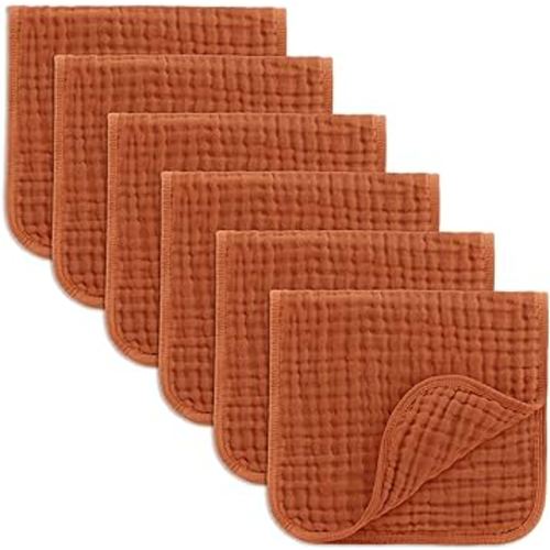Comfy Cubs Muslin Burp Cloths Set Large 100% Cotton Hand Washcloths for Babies, Baby Essentials 6 Layers Extra Absorbent and Soft Boys & Girls Baby Bibs & Burp Cloths Set (Garnet, 6-Pack, 20" X10")