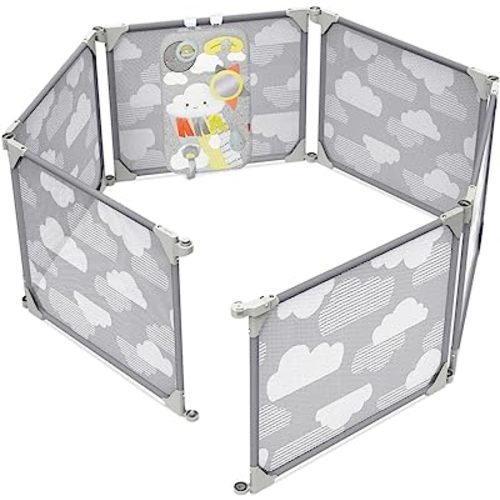 Skip Hop Expandable Baby Gate, Playview Enclosure, Silver Lining Cloud