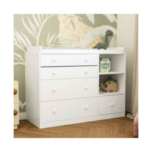 Changing Table Dresser, Baby Nursery Dresser with 5 Drawers and 2 Shelves, Baby Changing Table, Diaper Changing Station
