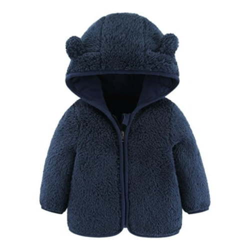 Boys Jackets Baby Bear Ears Hooded Outerwear Zipper Warm Winter Coat (6 Months-12 Months)