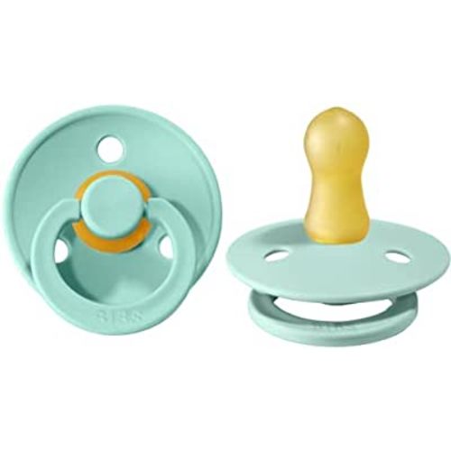 BIBS Pacifiers | Natural Rubber Baby Pacifier | Set of 2 BPA-Free Soothers | Made in Denmark | Mint | Size 0-6 Months