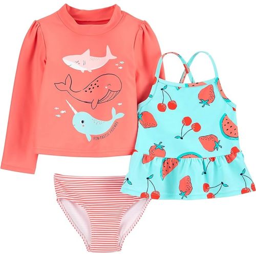 Simple Joys by Carter's Girls' 3-Piece Assorted Rashguard Sets