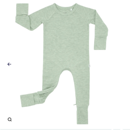 Heather Sage Ribbed Crescent Zippy - Little Sleepies