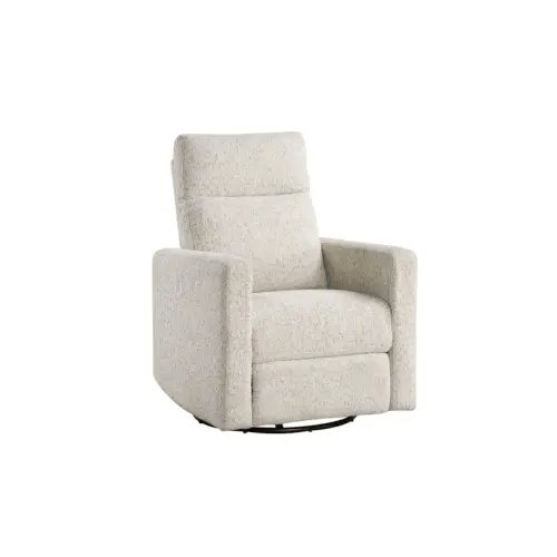 Lola Beige Nursery 30" Chenille Fabric Manual Swivel Glider Reclining Chair | Living Spaces