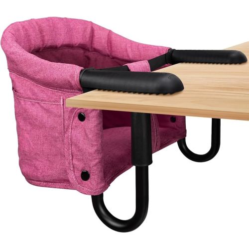 Hook On High Chair - Portable & Foldable for Babies 6-36 Months, Family & Travel Use with Carry Bag(Rose Red)