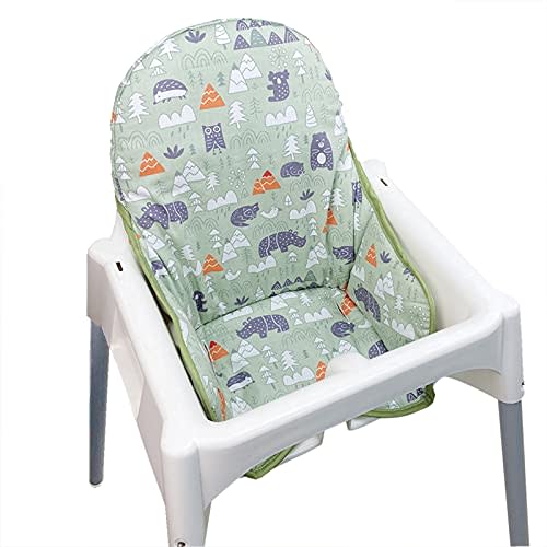 ZARPMA Cotton Seat Covers for IKEA Antilop Highchair, Padded, Forest Pattern Foldable Baby Highchair Cover for IKEA Child Chair Cushion (Green Forest)