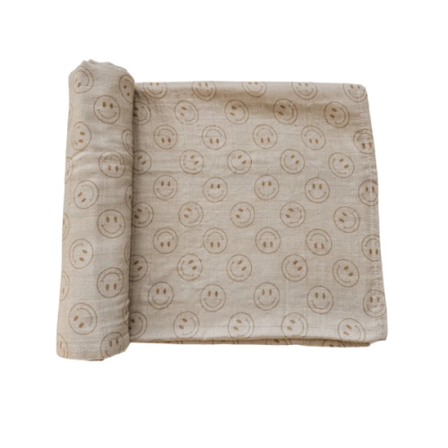 Muslin Swaddle Blanket | Smiley Faces