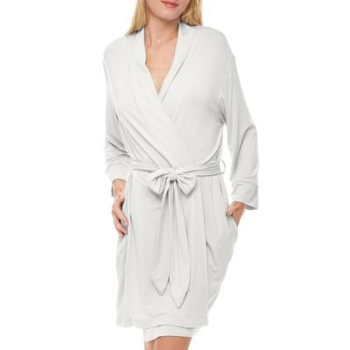 ADR Women's Classic Soft Knit Short Lounge Robe with Pockets Burgundy XL