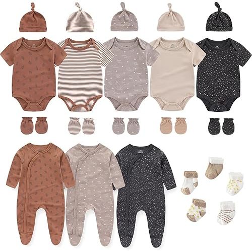 New Born Clothes Boy Girl Layette Set Cotton Snap Baby Clothing and Accessories 0-12 Months, 23-pack
