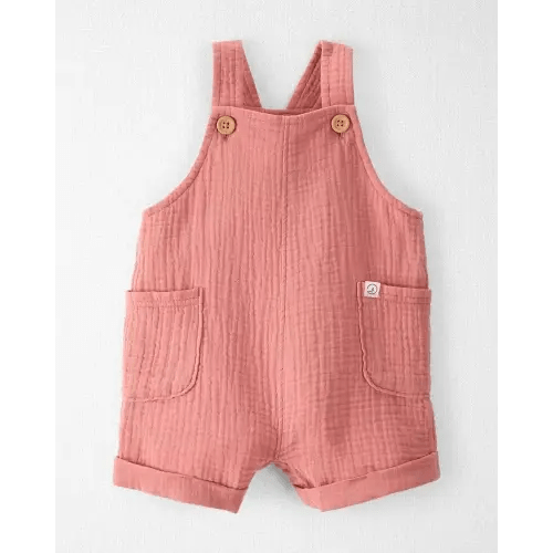 Baby Organic Cotton Gauze Shortall - Rose
