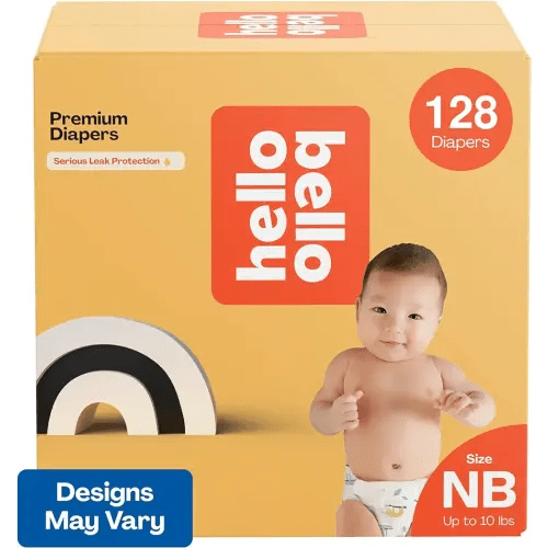 Hello Bello Premium Diapers, Size Newborn (NB, Up to 10 lbs) Surprise Pack for Boys, 128 Count, Hypoallergenic with Soft, Cloth-Like Feel, Assorted Boy and Gender Neutral Patterns