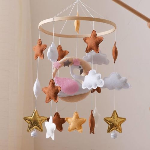 Baby Crib Mobile, Swan Mobile for Crib, Crib Mobile for Boys and Girls, Boho Nursery Decor, Baby Bedroom Hanging Decoration
