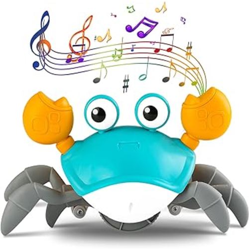Crawling Crab Baby Toys Infant: Tummy Time Toy for 3 4 5 6 7 8 9 10 11 12 Months Boy Girl - Walking Dancing Crawling Crab Toy for Toddler Age 1 2 3 4 - Music Light Birthday Gift 3-6 6-12 12-18 months