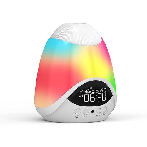 Star Projector Night Light, 16 Light Modes, Baby Sound Machine Sleep Trainer, Alarm Clock,16 White Noise, Bluetooth Speaker, Adjustable Brightness, LED Display, Remote & Touch Control
