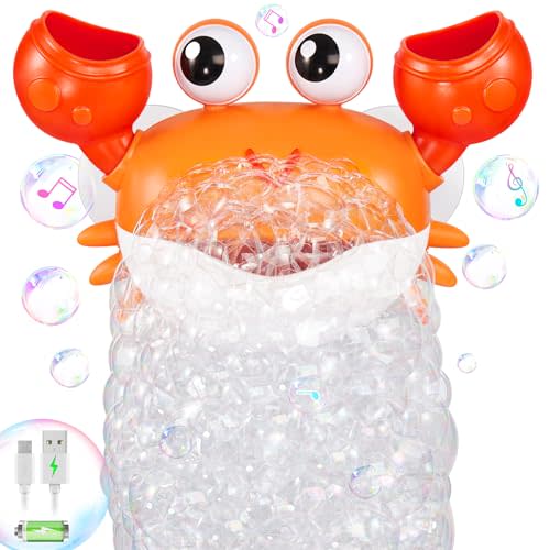 Gigilli Crab Baby Bath Toys, Rechargeable Bath Bubble Machine for Toddler, Automatic Shower Bathtub Bubble Maker with Music Control for Kids Ages 1-3 6-12 12-18 Months 1st Birthday Gifts