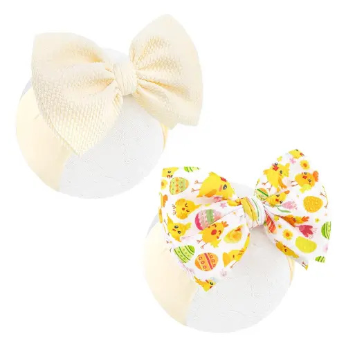 Easter Headbands for Girls Hair Bow Rabbit Cheer Bow Easter Bunny Hairbands Hair Accessories Baby Girl Large Bows Easter Gifts for Baby Biege