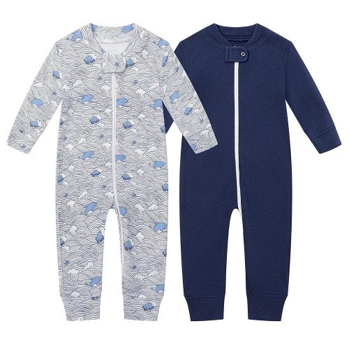 Owlivia Organic Cotton Baby Boy Girl Zip up Sleep 'N Play Pjs, Footless, Long Sleeve