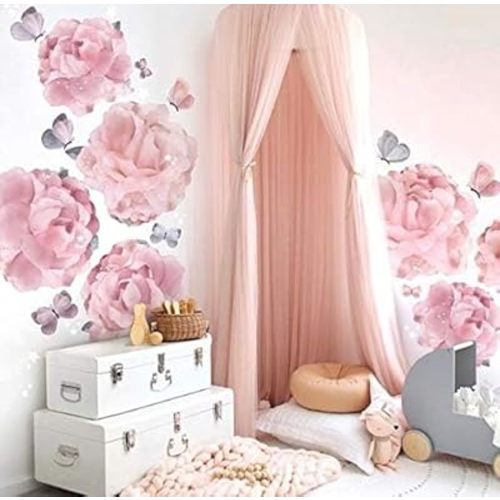 Princess Canopy for Girls Bed,Kids Bed Canopy,Princess Hanging Mosquito Net for Baby Crib Nook Castle Nursery for Kid's Room Decor (Pink)
