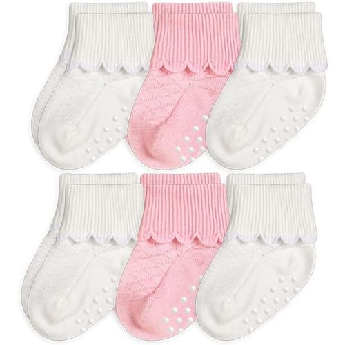 Jefferies Socks Baby Girls' Non-Skid Scalloped Turn Cuff 6 Pack