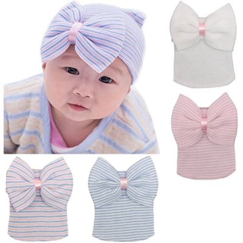 Zukuco Newborn Baby Girl Hat with Big Bow Soft Cute Knot Baby Comfy Nursery Beanie 0-3 months