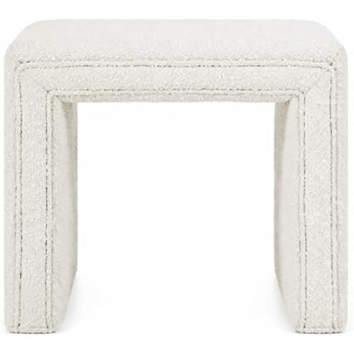 HomePop 19" Modern Channel Tufted Ottoman - Cream Boucle