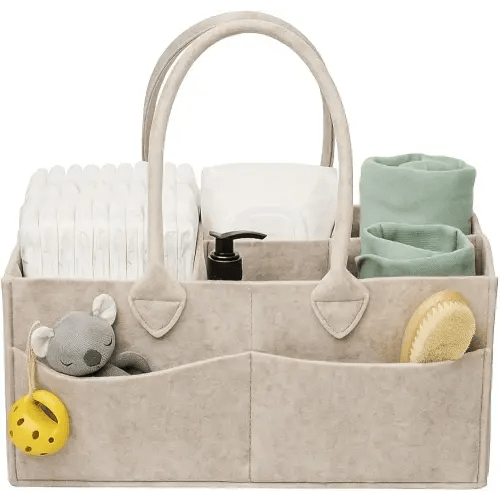 PUTSKA Baby Diaper Caddy Organizer - Nursery Storage Basket for Diaper Station, Baby Basket Shower Gifts List and Registry Must-Haves, Newborn Essentials, Nursery Decor for Boy or Girl-DarkMocha,Large