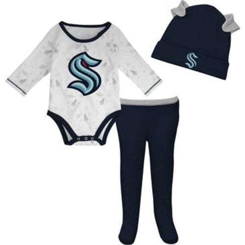 Newborn & Infant White/Deep Sea Blue Seattle Kraken Dream Team Hat Pants & Bodysuit Set