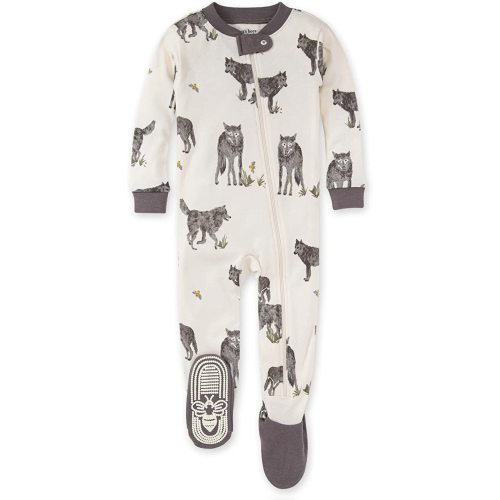 Burt's Bees Baby baby-girls Unisex Pajamas, Zip-front Non-slip Footed Sleeper Pjs, Organic Cotton - Howling Pack
