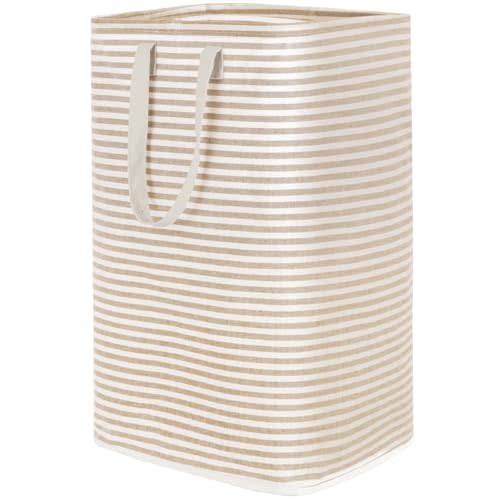 Lifewit Laundry Hamper Large Collapsible Laundry Basket, Freestanding Waterproof Clothes Hamper Storage with Easy Carry Handles for Clothes in Bedroom Bathroom College Dorm for Adults,Beige, 80L