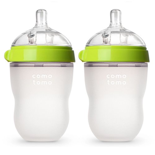 Comotomo Baby Bottle - 8oz, Green, 2 Pack