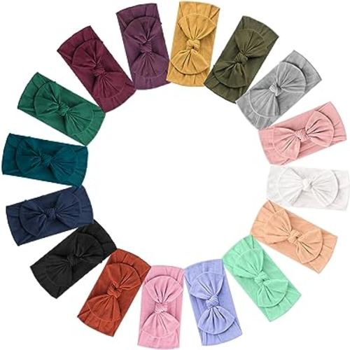 Prohouse 16PCS Baby Nylon Headbands Hairbands Hair Bow Elastics for Baby Girls Newborn Infant Kids